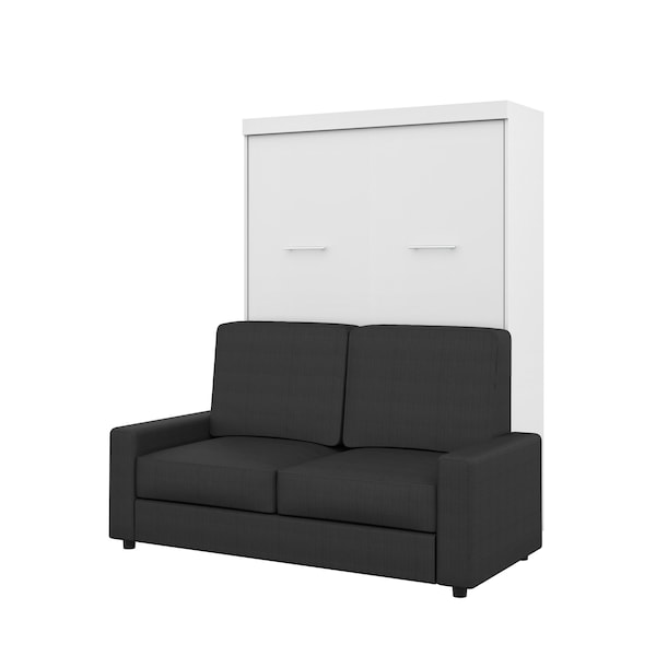 Nebula 73W Full Murphy Bed and a Sofa, White